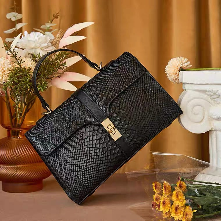 Handbag- Patent Leather with Gold Trim