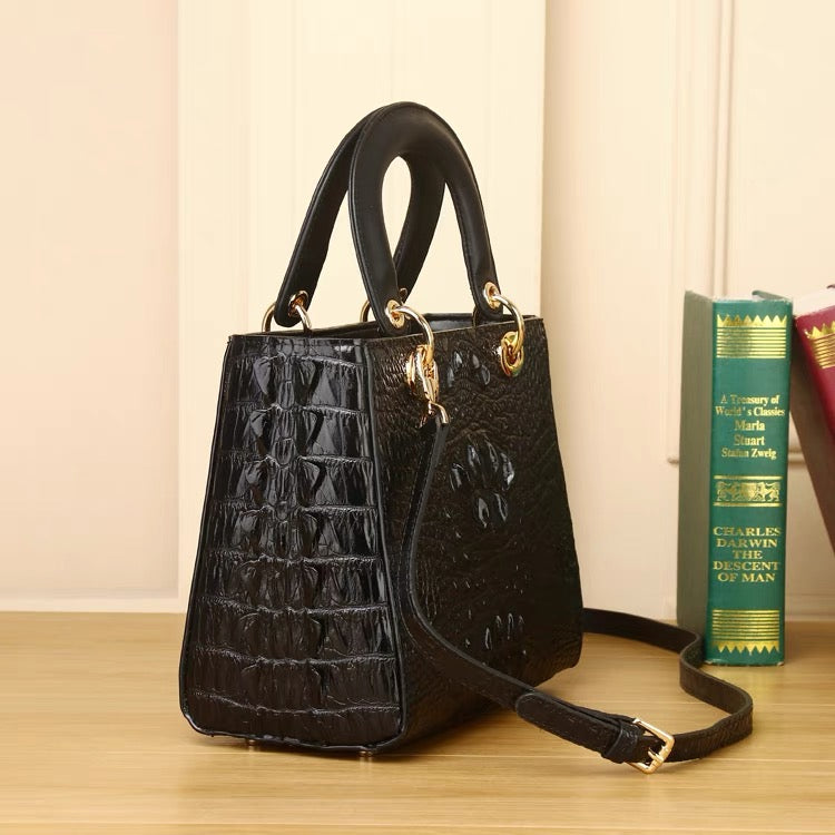 Handbag - Black Crocodile Leather