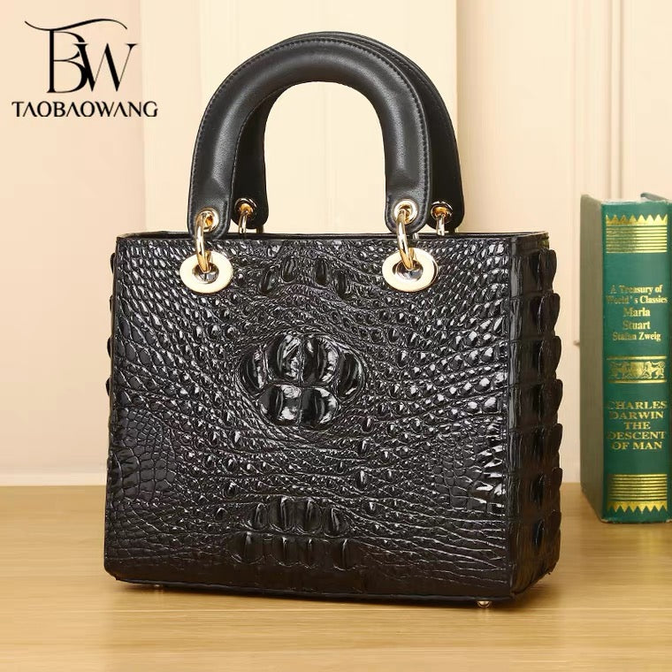 Handbag - Black Crocodile Leather