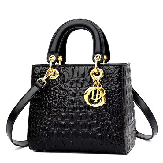 Handbag- Crocodile Leather with Gold Trim