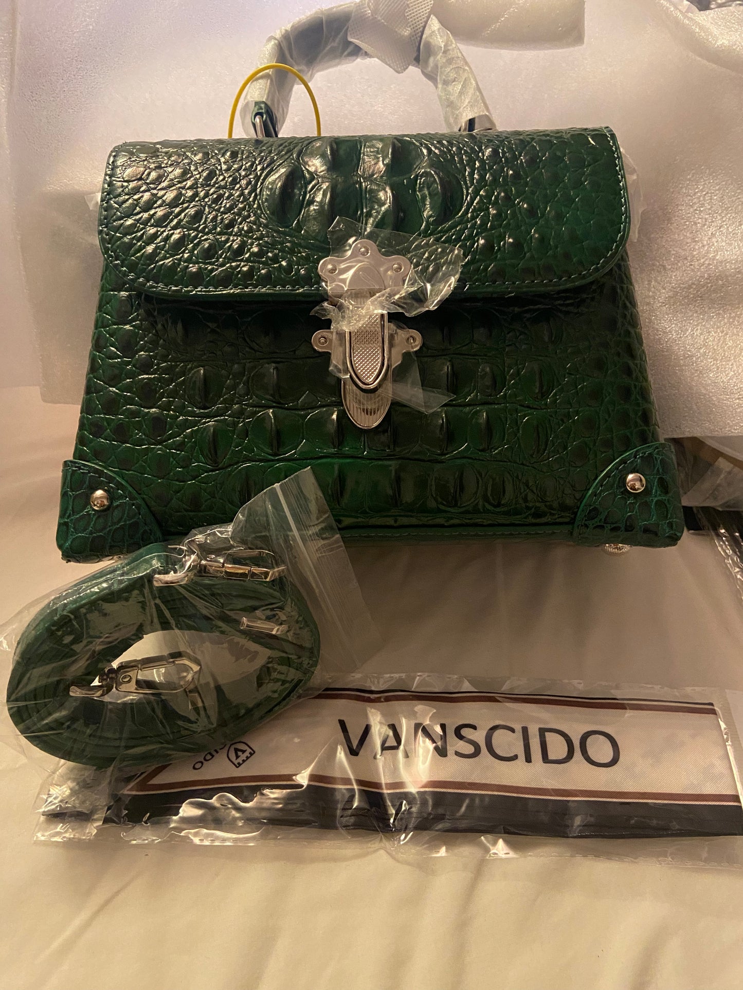 Handbag - Green Crocodile Leather