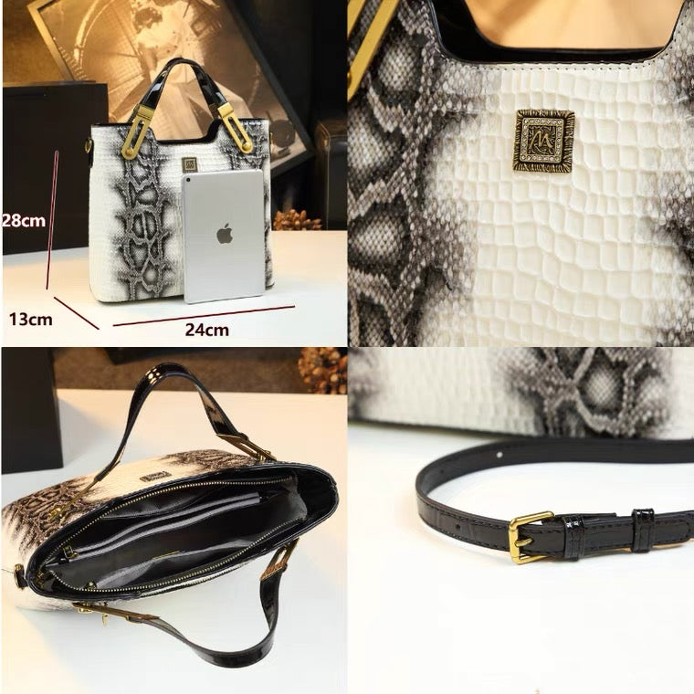 Handbag - Black With White Vertical Stripes