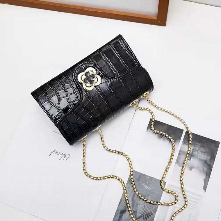 Clutch - Black with Gold Shoulder Chain