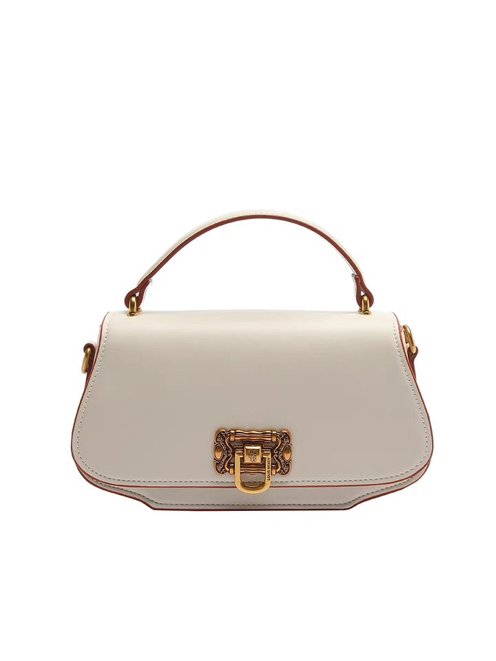 Clutch - White with Brown Trim