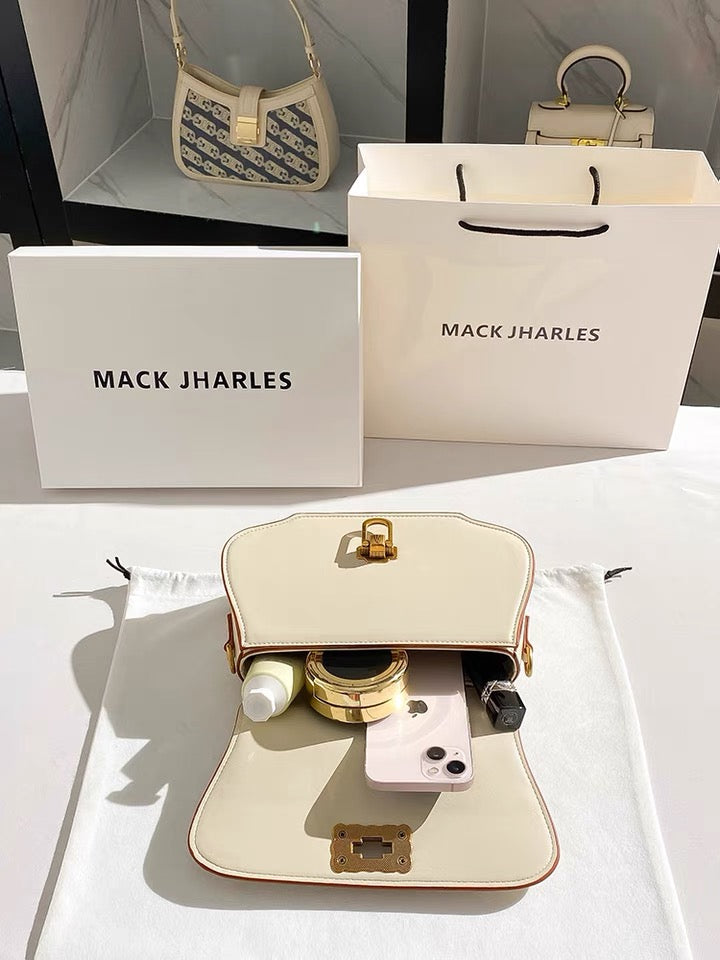 Clutch - White with Brown Trim