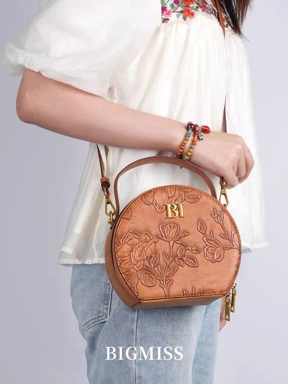 Clutch - Brown with embossed pattern