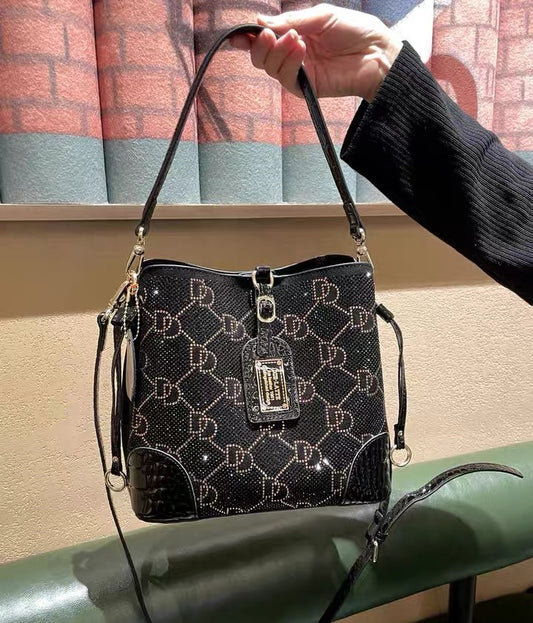 Handbag - Black with Studded Pattern