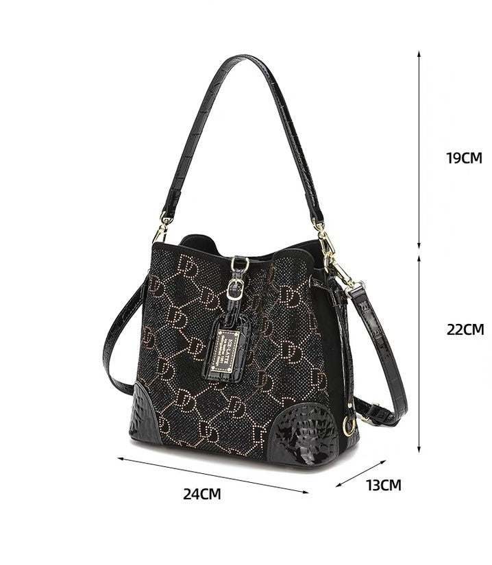 Handbag - Black with Studded Pattern