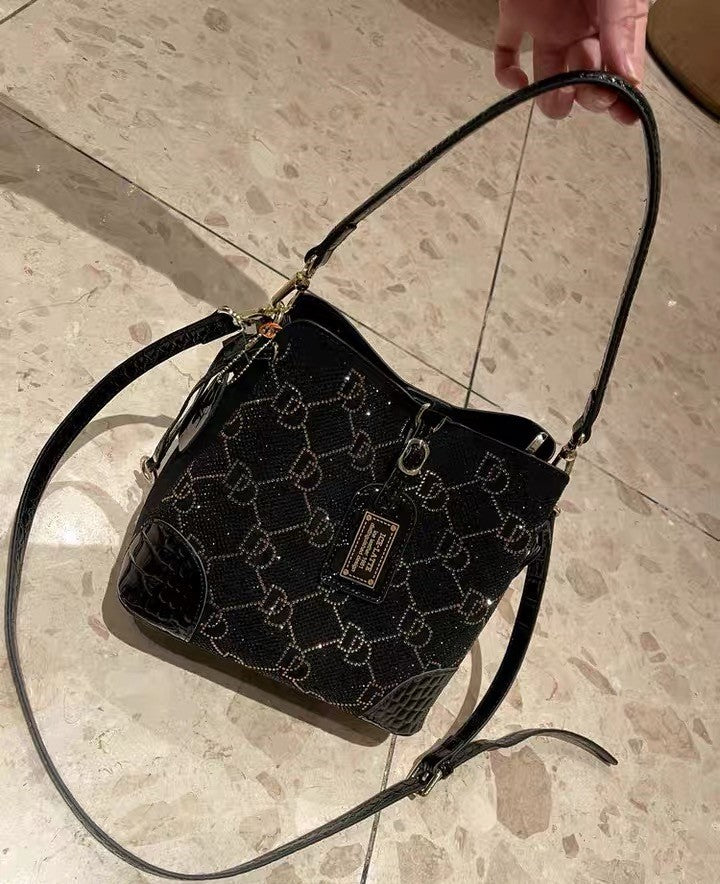 Handbag - Black with Studded Pattern