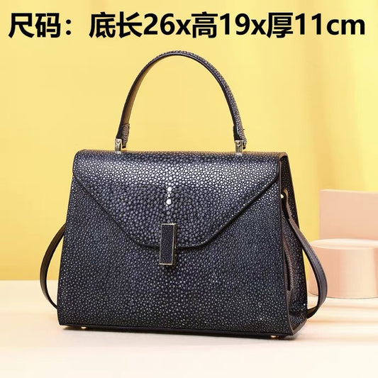Handbag - Black - Pearled Fish Skin
