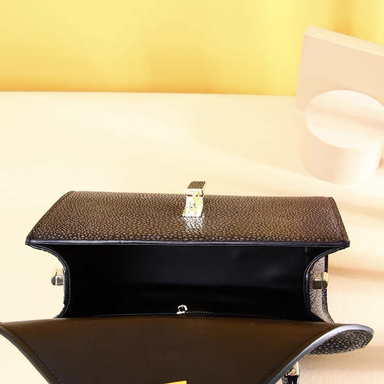 Handbag - Black - Pearled Fish Skin