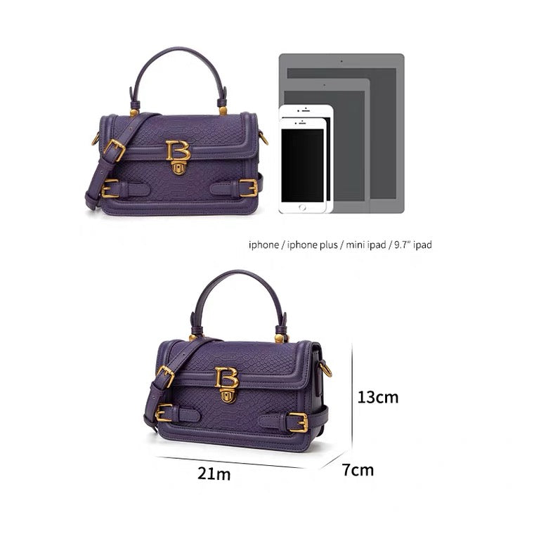 Handbag - Purple - Stitched Pattern