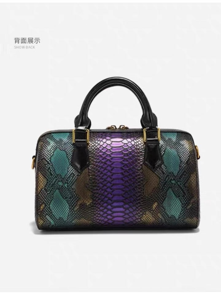 Handbag - Purple and Greenish Snakeskin