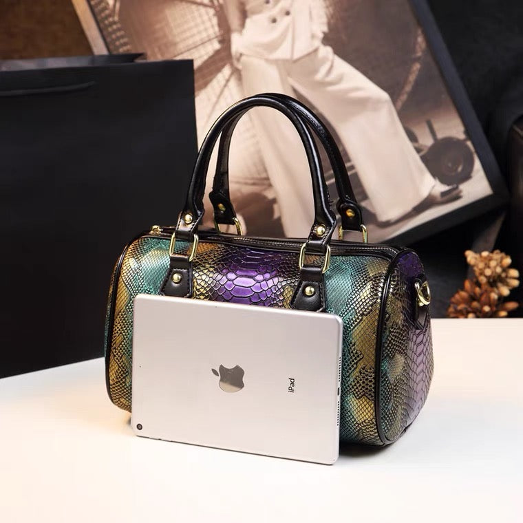 Handbag - Purple and Greenish Snakeskin