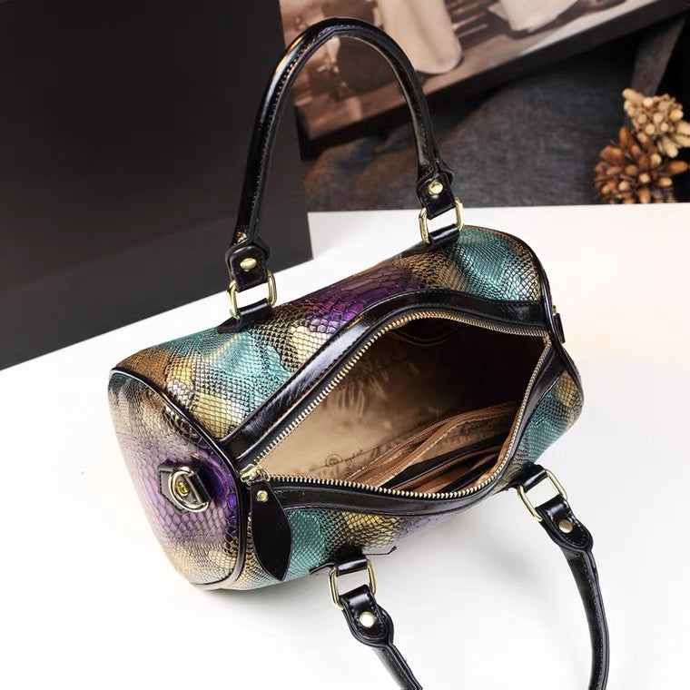 Handbag - Purple and Greenish Snakeskin