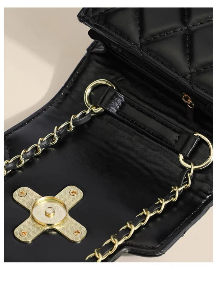 Phone Bag - Black with Rhomboid Pattern