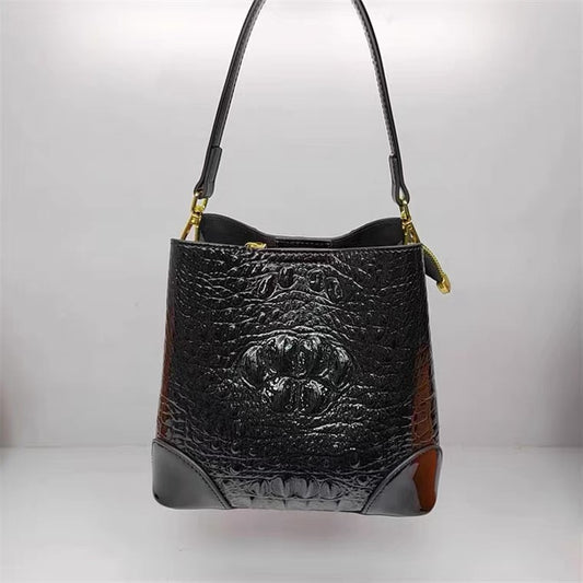 Handbag - Black Crocodile Skin Motif