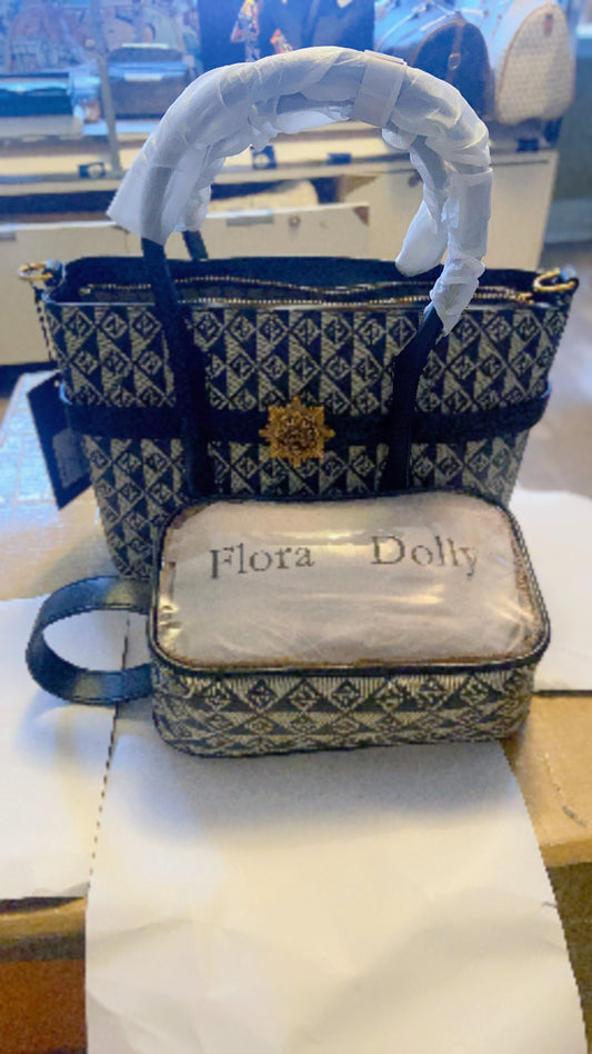 Shoulder Bag - Black and White Pattern - Includes Matching Cosmetic Bag