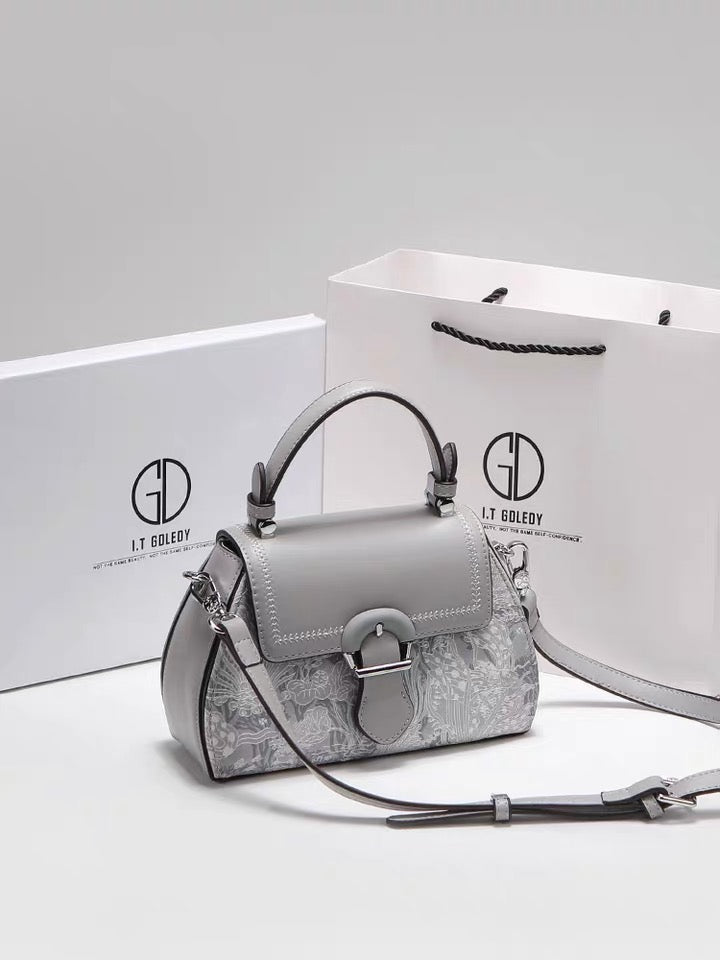 Clutch - Blue - Embroidered Pattern