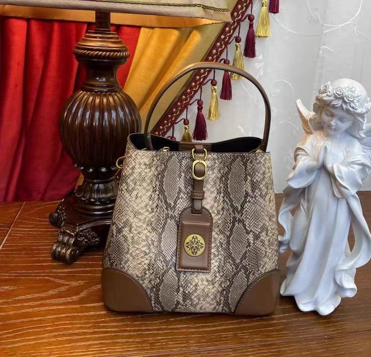 Tote bag - Brown with Snakeskin Pattern
