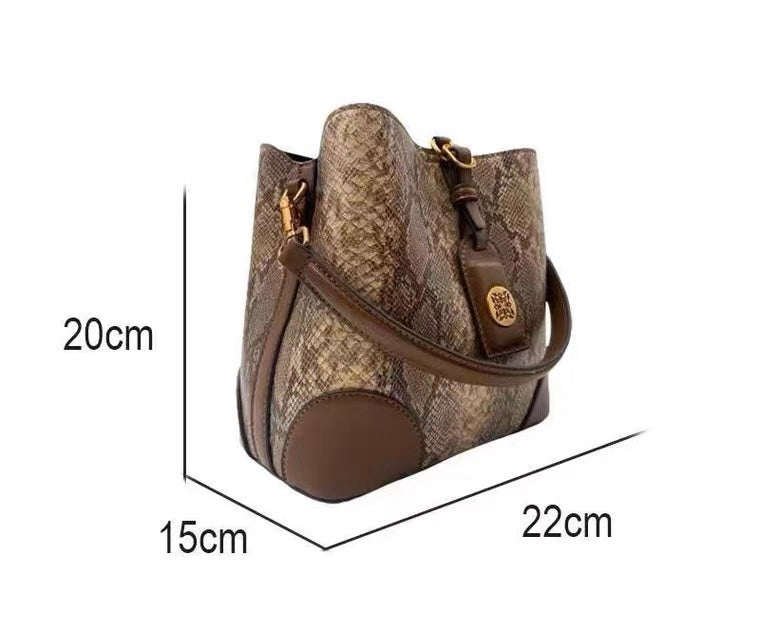 Tote bag - Brown with Snakeskin Pattern