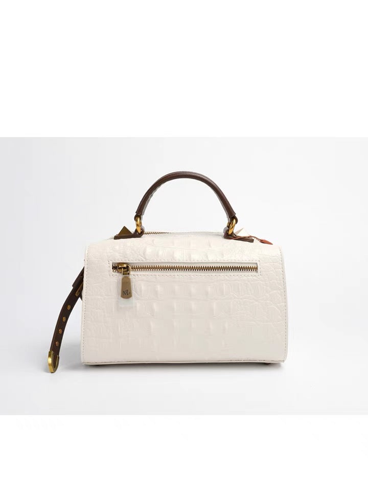 Handbag - White with Crocodile Skin Pattern