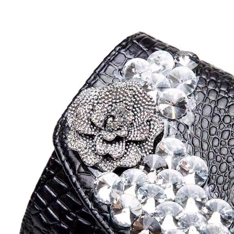 Clutch - Sequined Purple Crocodile Skin - Party Bag