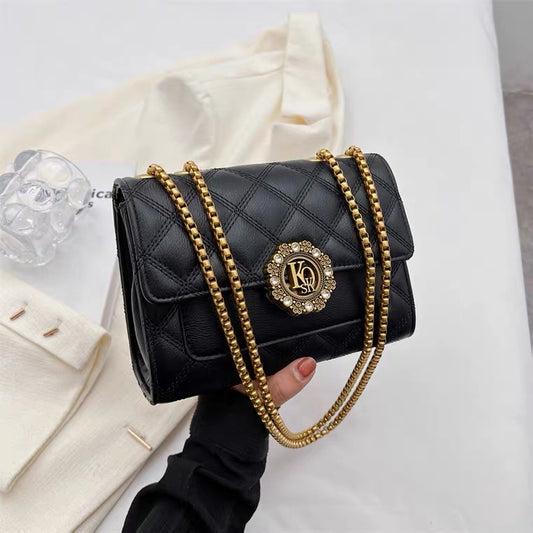 Clutch - Black Leather - Stiched Pattern