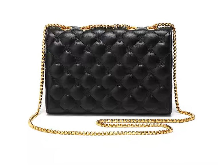 Clutch - Black Leather - Stiched Pattern