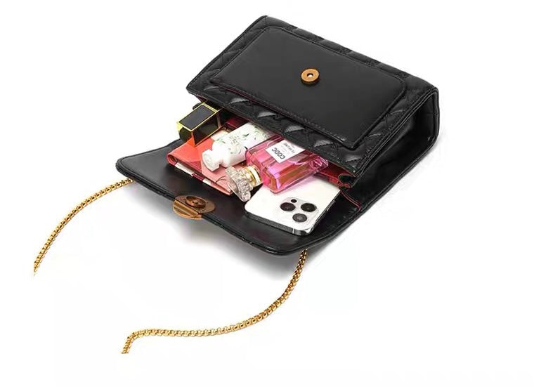 Clutch - Black Leather - Stiched Pattern