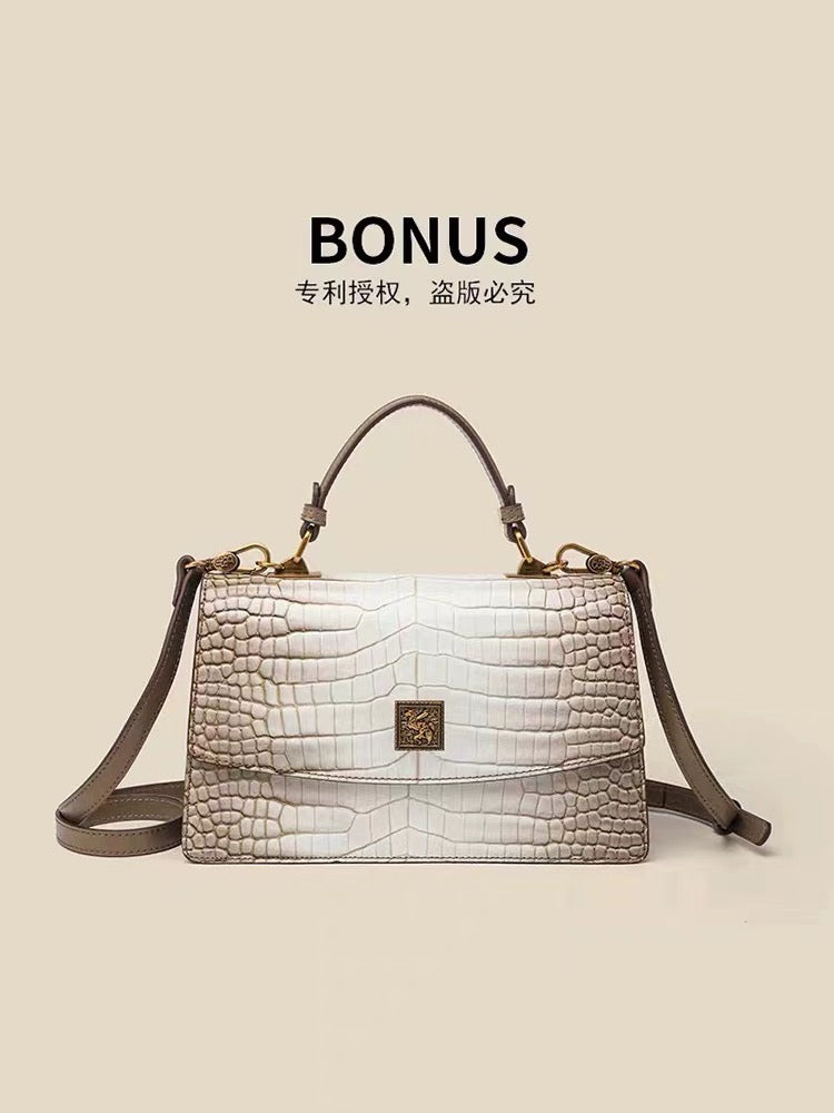 Handbag - Crocodile Pattern - Grey