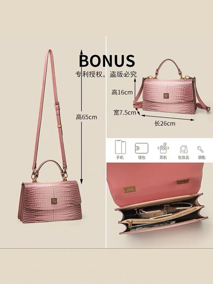 Handbag - Crocodile Pattern - Grey