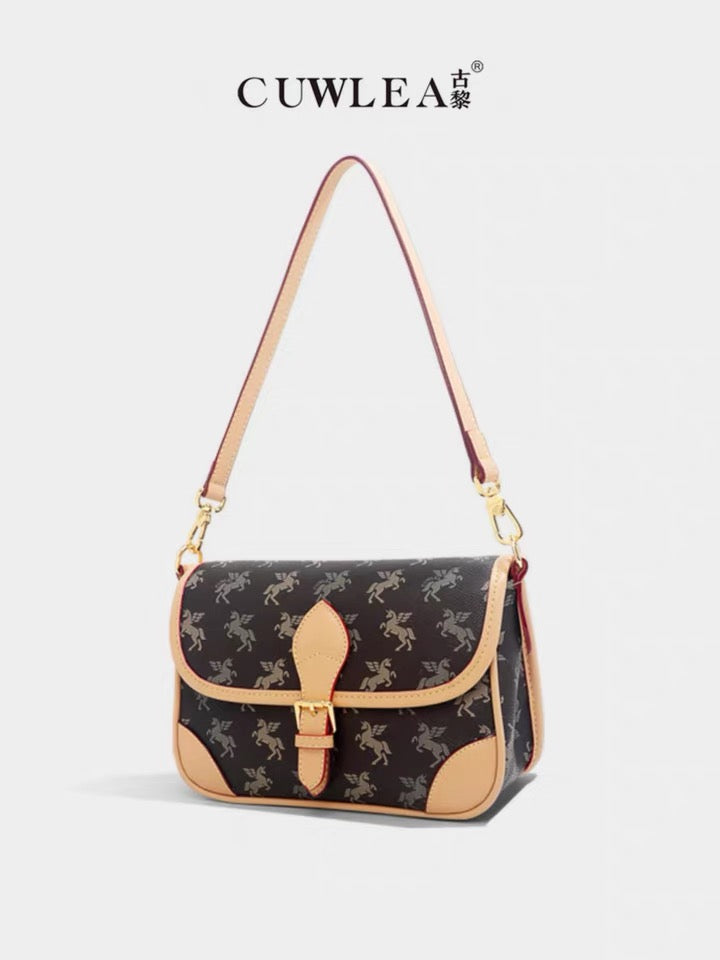 Clutch - Unicorn Pattern - Tan Leather Trim