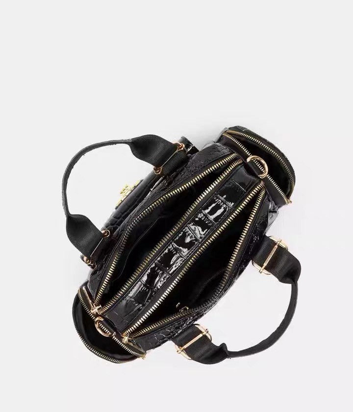 Clutch - Black Leather - Snakeskin Pattern