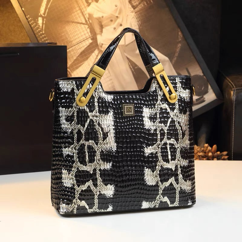 Handbag - Black With White Vertical Stripes