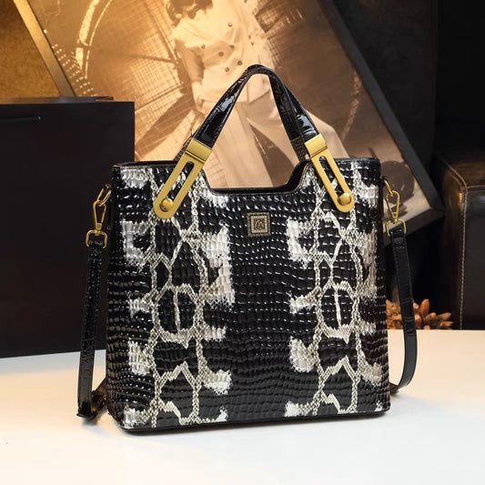 Handbag - Black With White Vertical Stripes